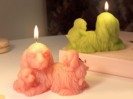 Molde silicona perrito con 2 cachorros 